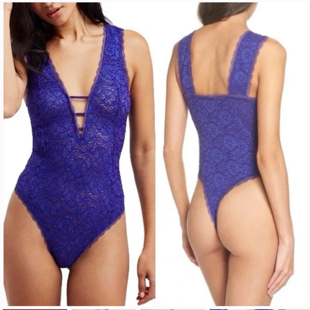 Free People NWT Lace Bodysuit Size Small Blue